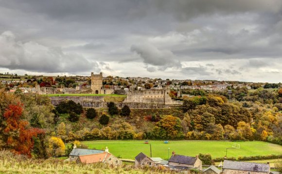 Richmond Castle under a cloudy