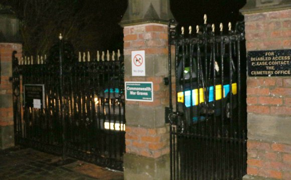 York police guard the gates to