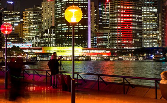 Sydney city skyline lit up