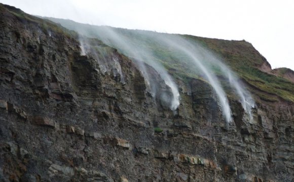 Water pouring over the edge of