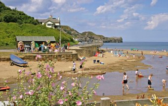 Breath of fresh air: Nearby Sandsend boasts a beautiful beach