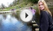 Crossing the stepping stones at Bolton Abbey